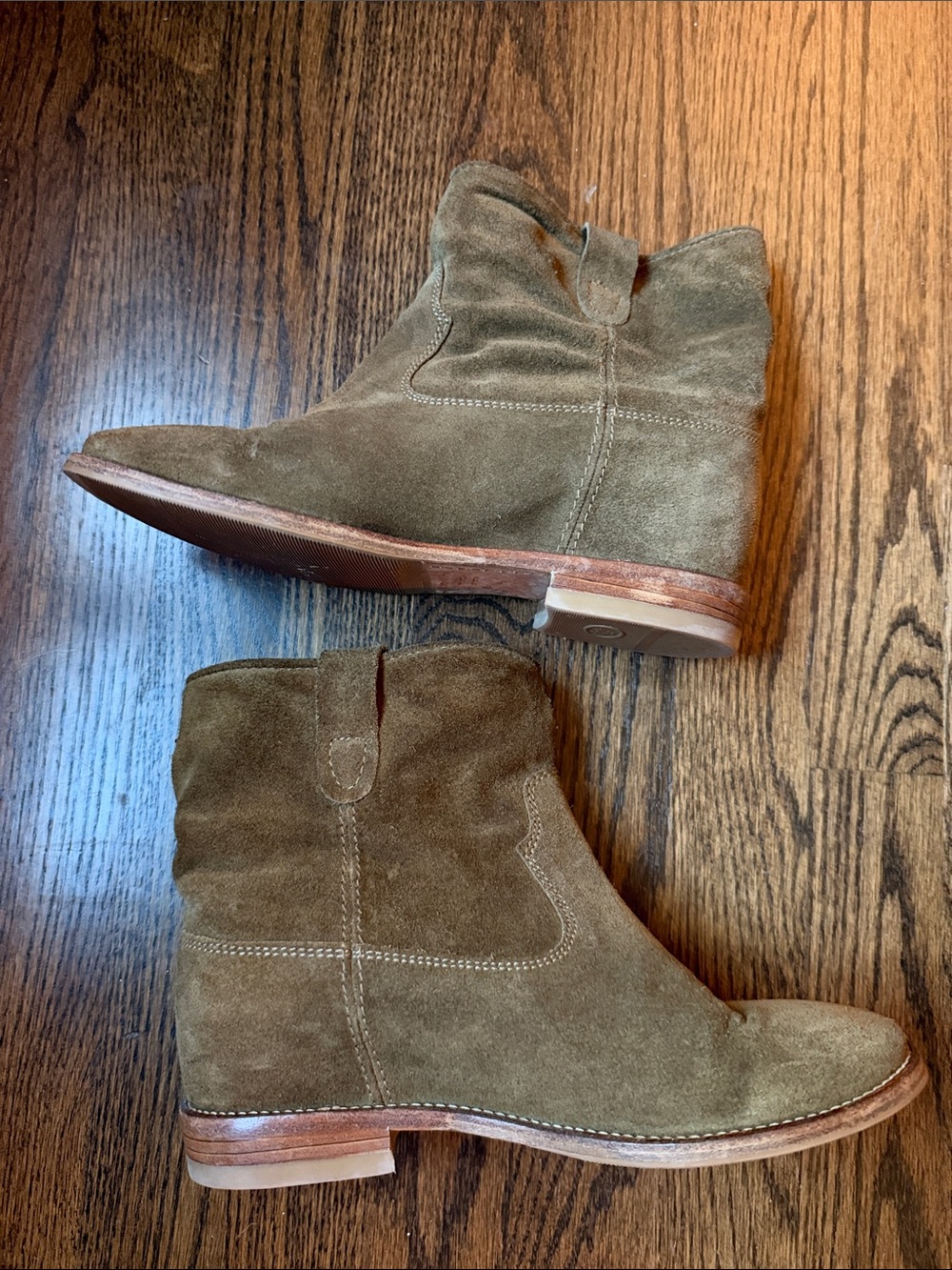 Isabel Marant Olive Suede Ankle Booties